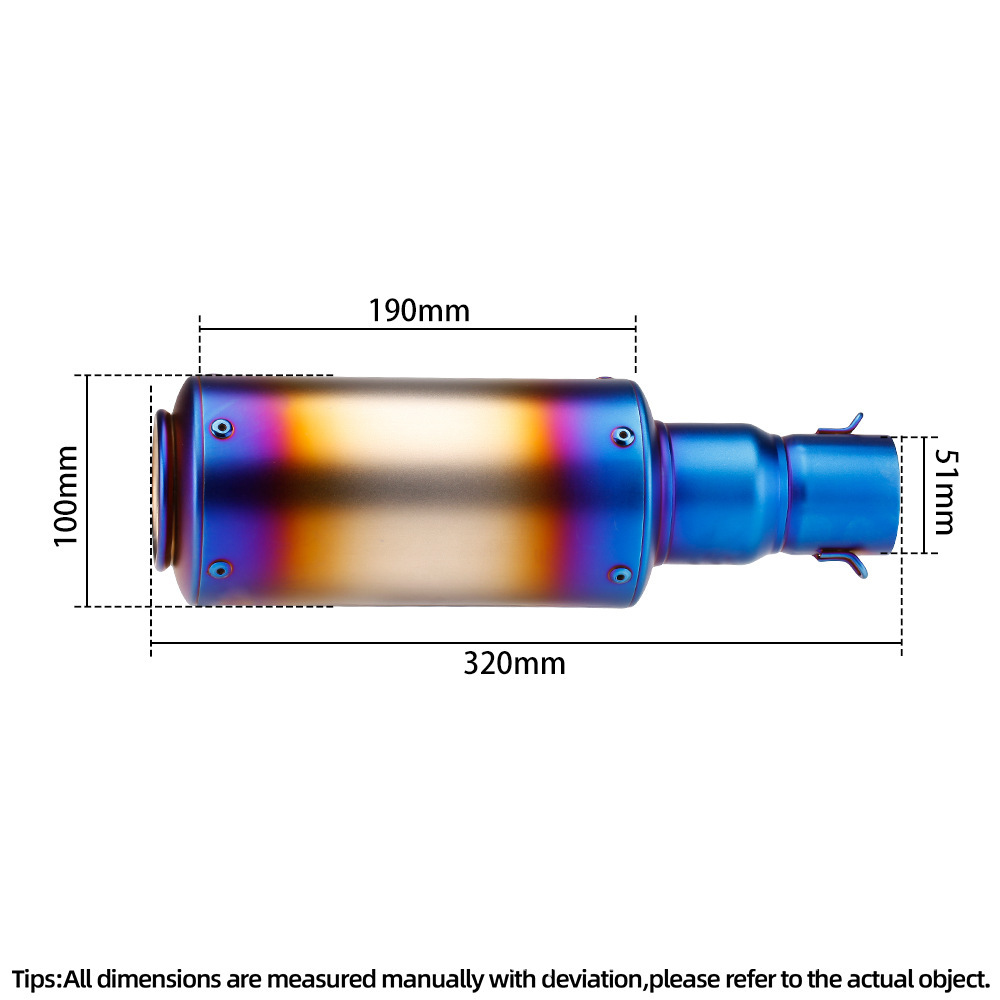 Suitable for Motorcycle Exhaust Modification Gy6 Stainless Steel Front Section Sc Large Displacement Grenade Gun Barrel Tail Section 51mm