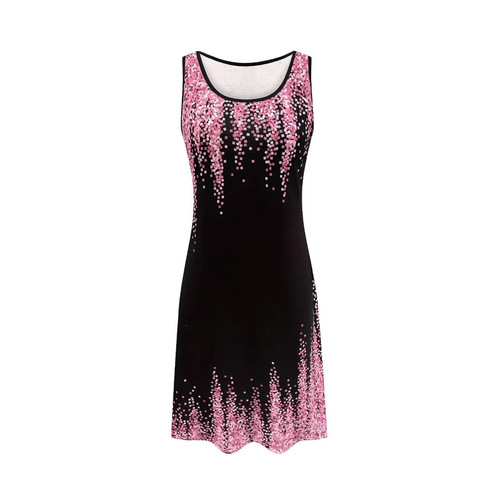 2025 European and American Fashion Sleeveless Butterfly Gradient Print Blouse Dress