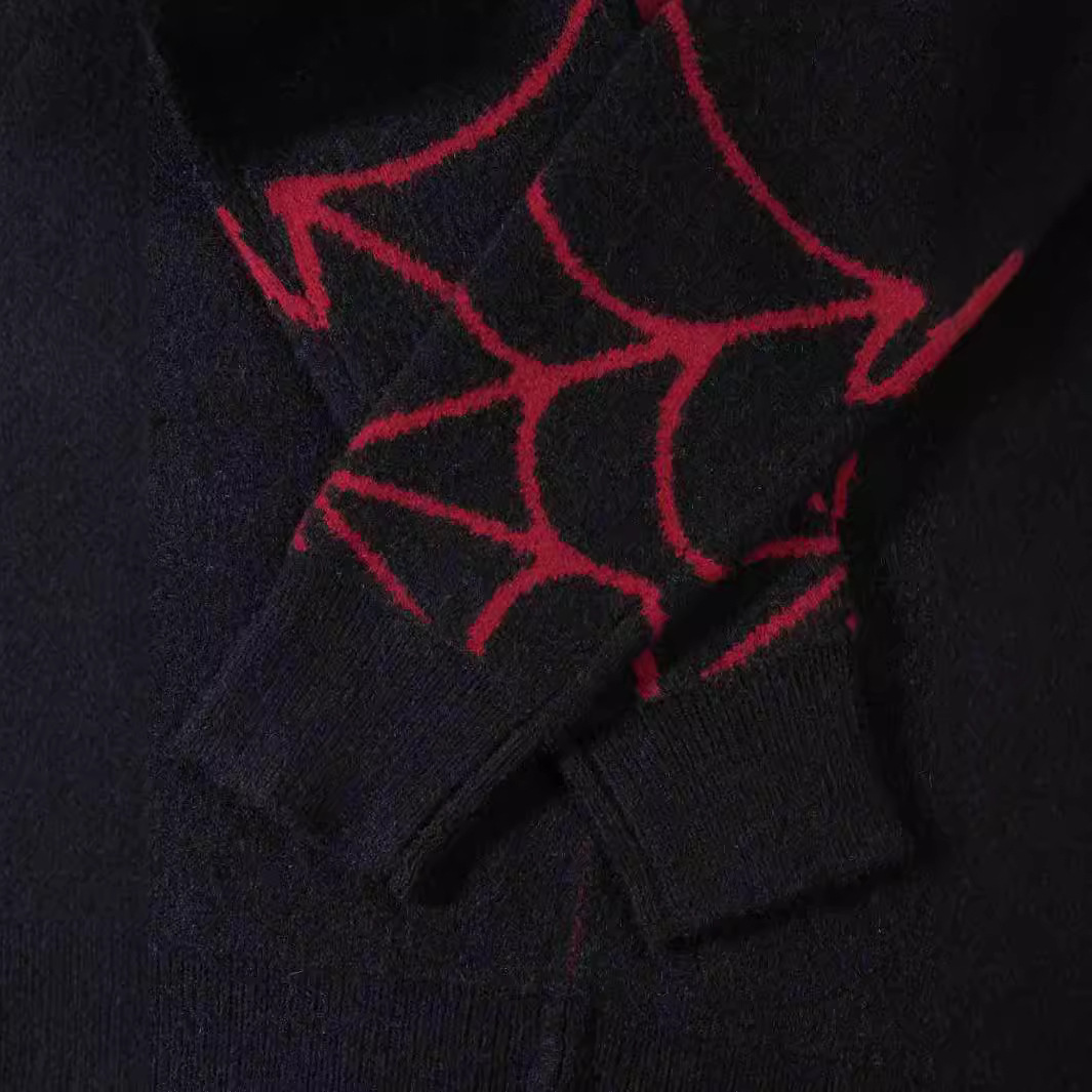 Men's Clothing new fashion casual street fashion long sleeved cardigan loose spider web dark unisex sweater_voghion.com