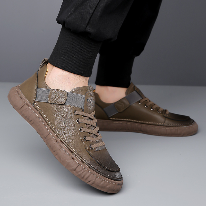 Zapatos de hombre Otoño e Invierno Nuevo estilo cepillado retro de moda slip-on casual de los hombres Deportes de cuero de los hombres zapatos de skate de fondo suave hombres