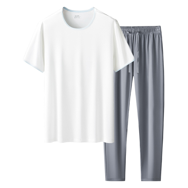80 de doble cara modal de primavera y verano de los hombres ropa de casa traje de manga corta delgada pantalones se pueden usar fuera de pijama en stock