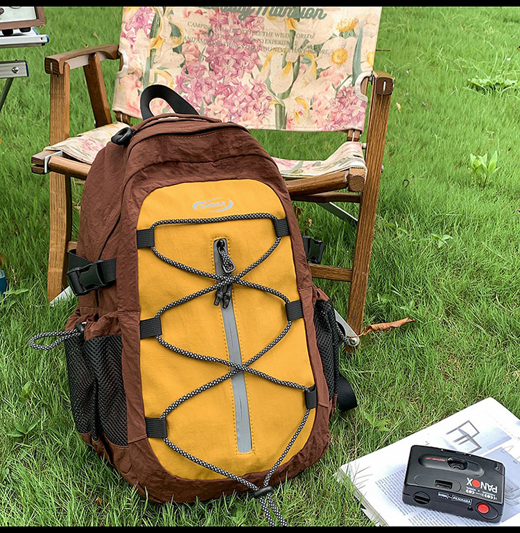 森系ins新款高颜值清新撞色拼接背包情侣轻便登山旅行春游双肩包|undefined