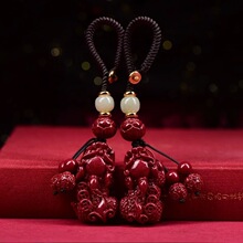 紫金砂朱砂金钱貔貅钥匙扣吊坠本命年男女款低含量朱砂钥匙扣批发