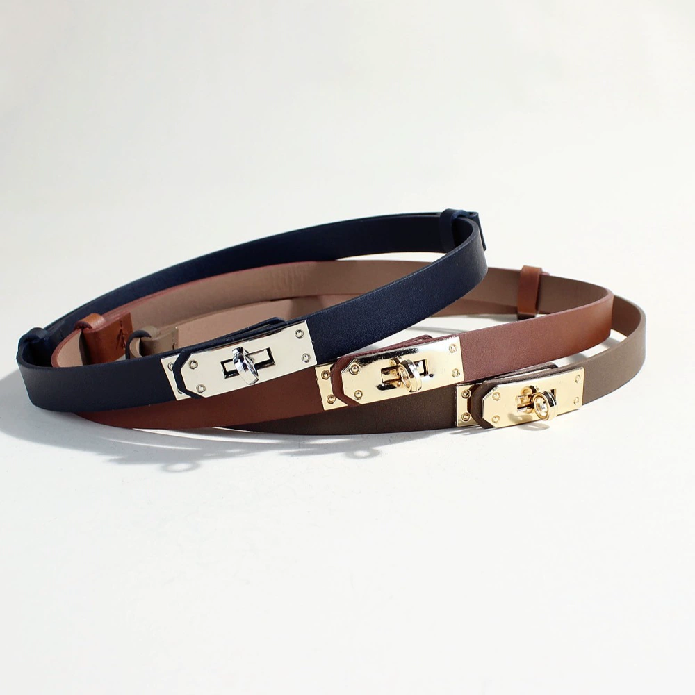 Adjustable PU Belt with Twist Lock Buckle, 1.8 cm Width, Max Stretch 92 cm