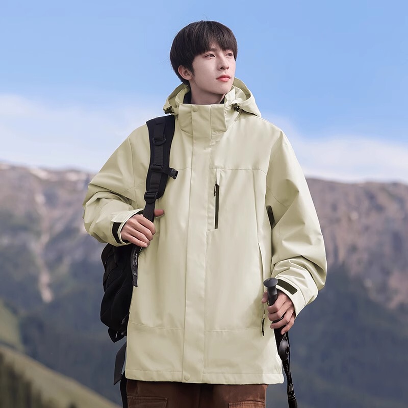 NASA山系户外徒步三合一冲锋衣男士秋冬季新款宽松休闲连帽登山服|undefined