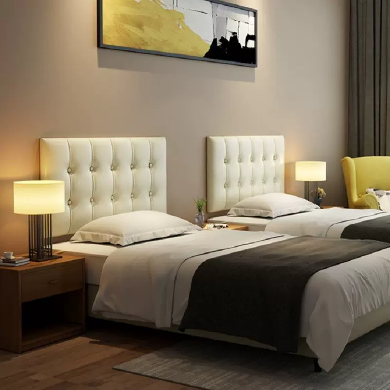 五星级酒店床架床箱宾馆公寓席梦思床头靠垫软包全实木皮床