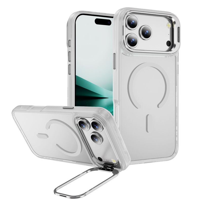 Appleのスマホケースに適しています。軽くて高級感のある肌触り、磁気吸着式の隠しレンズホルダー付きiPhone17pro用スマホケース。|undefined