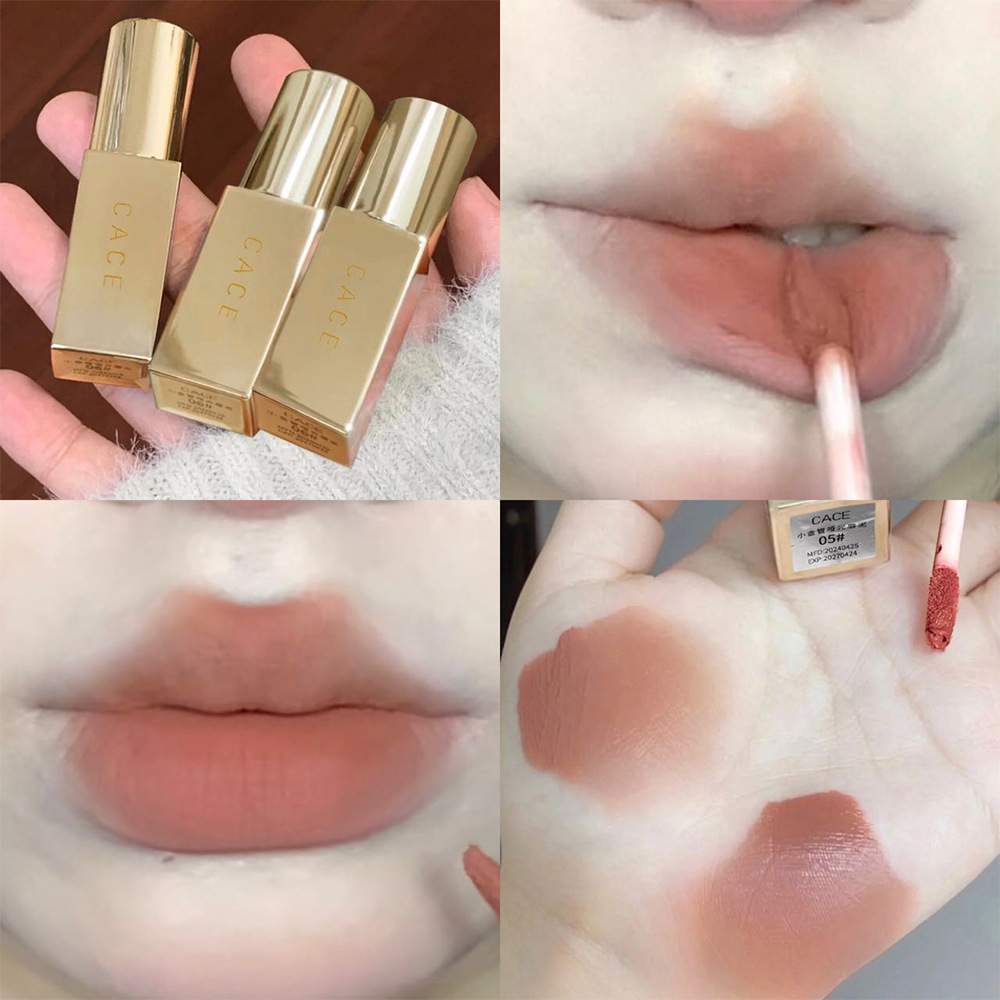 CACE Little Gold Tube Matte Lip Paste Soft, misty and smooth, low-saturation milk coffee versatile color, natural whitening makeup wholesale undefined