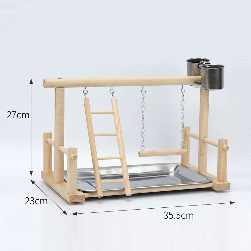 Игровая площадка для попугаев для корелл, волнистых попугайчиков и канареек с сиденьем, качелями из скорлупы кокоса, лестницей для лазания, интерактивной игрушкой для когтей и подставкой.