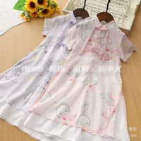 Для девочек летнее платье Cheongsam платье для детей Hanfu шифон в китайском стиле юбка новая китайская ретро платье принцессы