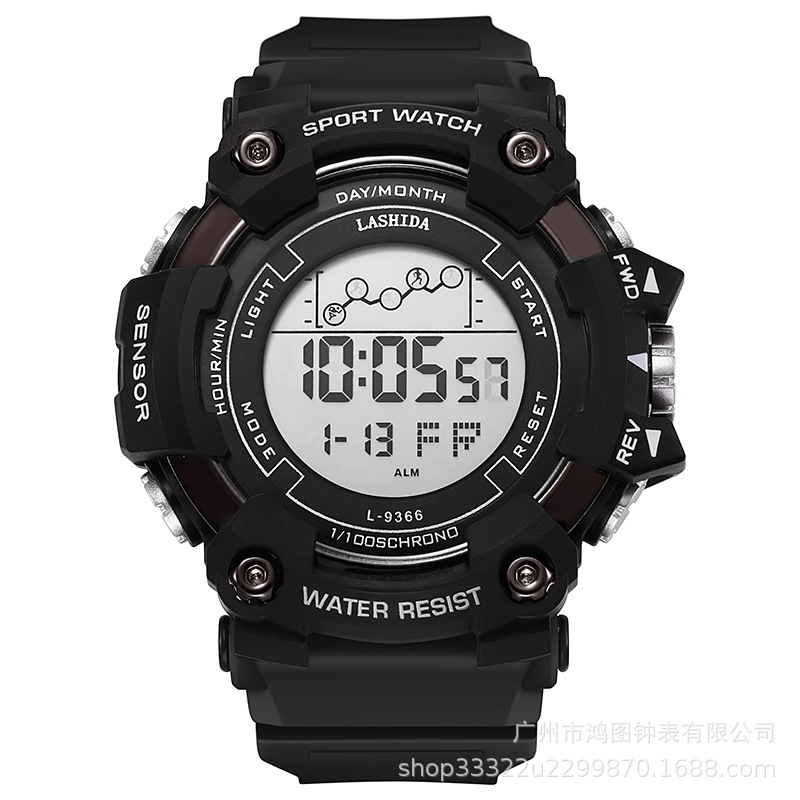 Reloj electrónico impermeable japonés multifuncional de los hombres Venta caliente transfronteriza luminosa digital gran dial reloj electrónico reloj deportivo