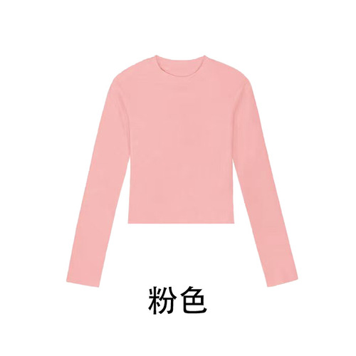 New style women's undershirt new Korean version round neck long sleeve t-shirt slimming slimming short top 