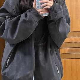 美式复古皮衣外套女男春秋痞帅感飞行员情侣工装夹克上衣潮