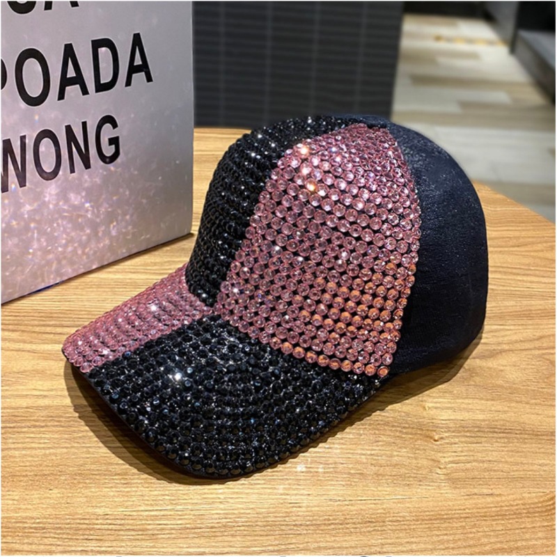 Women's Elegant Simple Style Color Block Rhinestone Curved Eaves Baseball Cap display picture 7