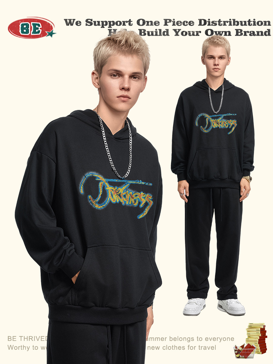 Be Hombres| 2025 otoño americano pesado casual versátil chaqueta de impresión de imagen térmica chaqueta con capuz para hombre