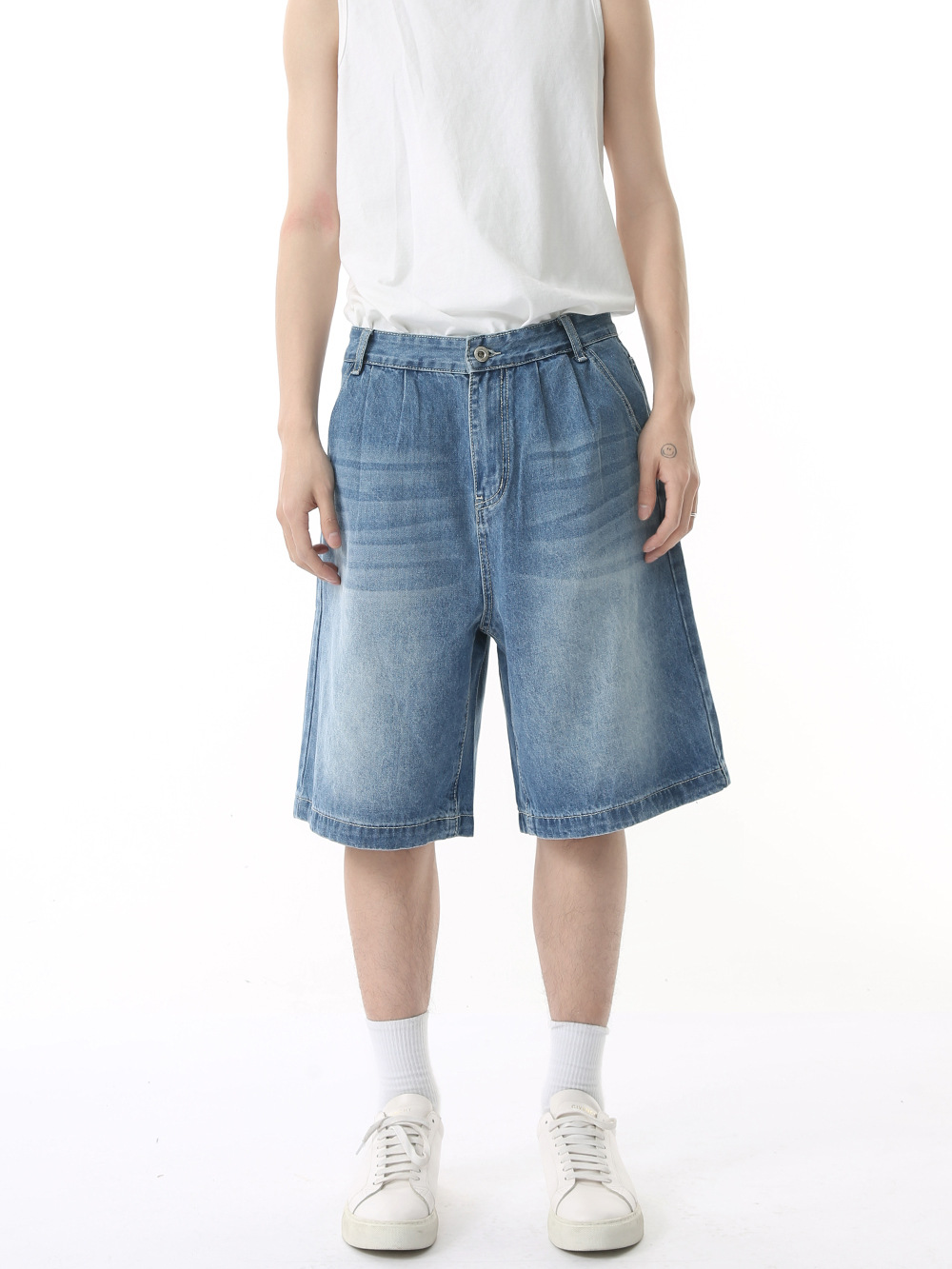 MTLCLOTHES para hombre | Moda americana cleanfit casual lavado blanco camisa de manga corta traje primavera y verano