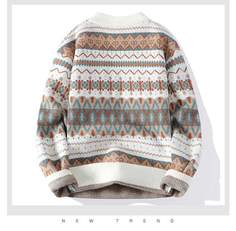 Pull homme col rond tricoté chaud style décontracté pour homme_voghion.com