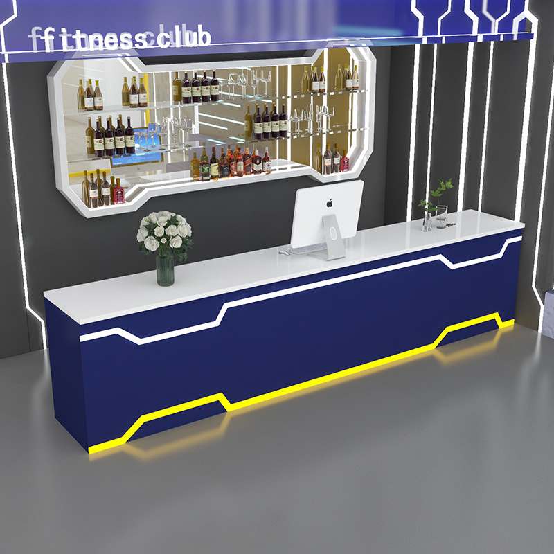 简约现代科技感公司前台拳击馆健身房瑜伽店铺收银台酒店接待柜台