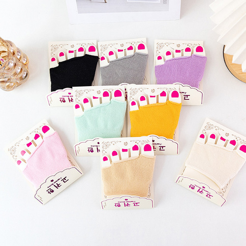Summer invisible half-palm split-toe socks, cotton breathable sweat-absorbent socks, three-finger and half-palm non-slip high-heeled open-toe socks
