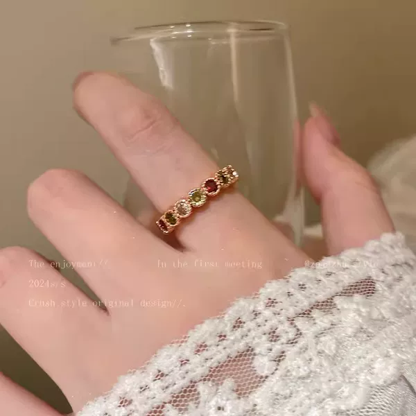 Colorful Tourmaline Ring for Women 2026 New Style High-End Index Finger Ring Light Luxury Niche Design Fashionable Summer Ring
