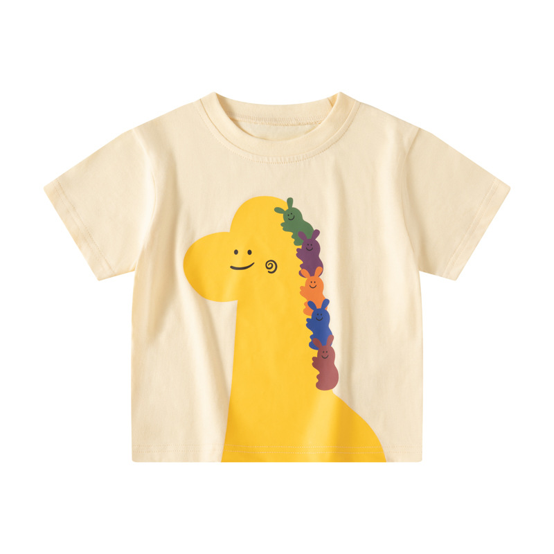 Versión coreana de ropa para niños, nuevos productos de verano, transmisión en vivo transfronteriza, camiseta de manga corta para niños de dibujos animados, hombros sueltos, ropa de tesoro para hombres