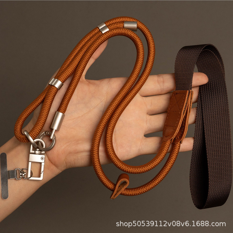 High-end solid color mobile phone lanyard with adjustable wide shoulder strap, suitable for outdoor travel, anti-theft, portable phone strap