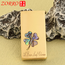 佐罗煤油打火机729原铜四叶草彩贝 原铜光板个性创意潮男潮流火机