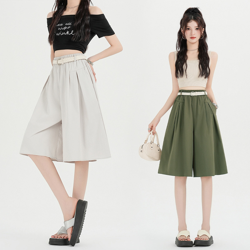 2026 Summer New Korean Style Polyester Fiber High-Waisted Slim-Fit Cropped Pants for Petite Women 2026 Summer New Korean Style Polyester Fiber High-Waisted Slim-Fit Cropped Pants for Petite Women