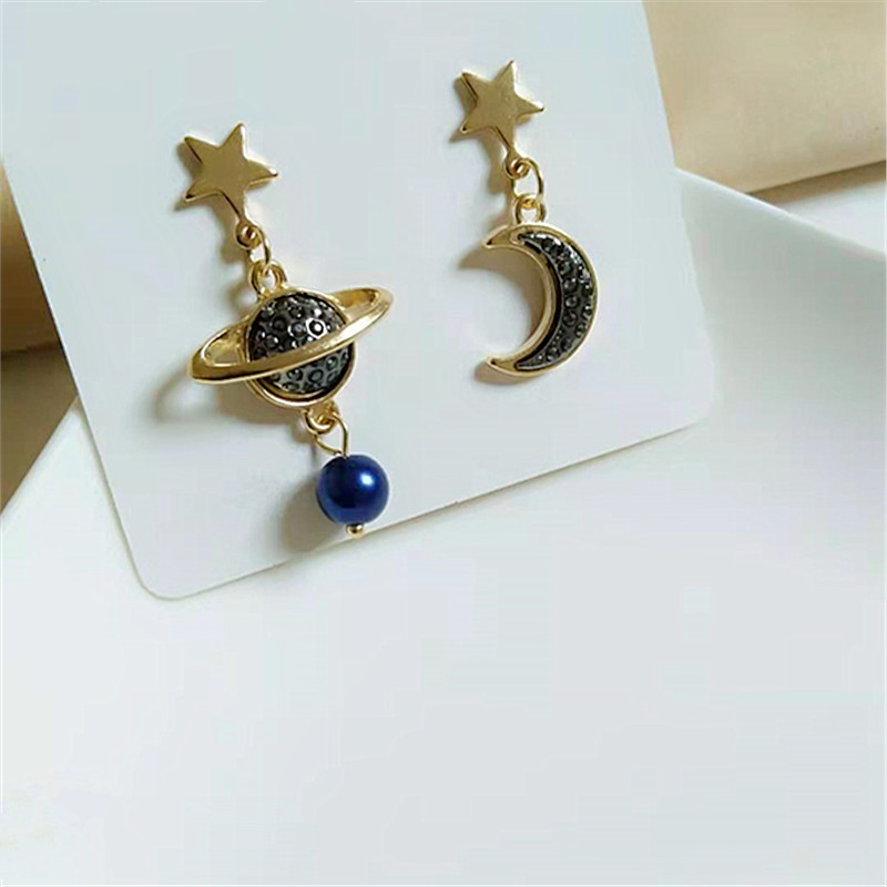 Plating Design Fashion Star Moon Alloy Plating Women's Drop Earrings 1 Pair