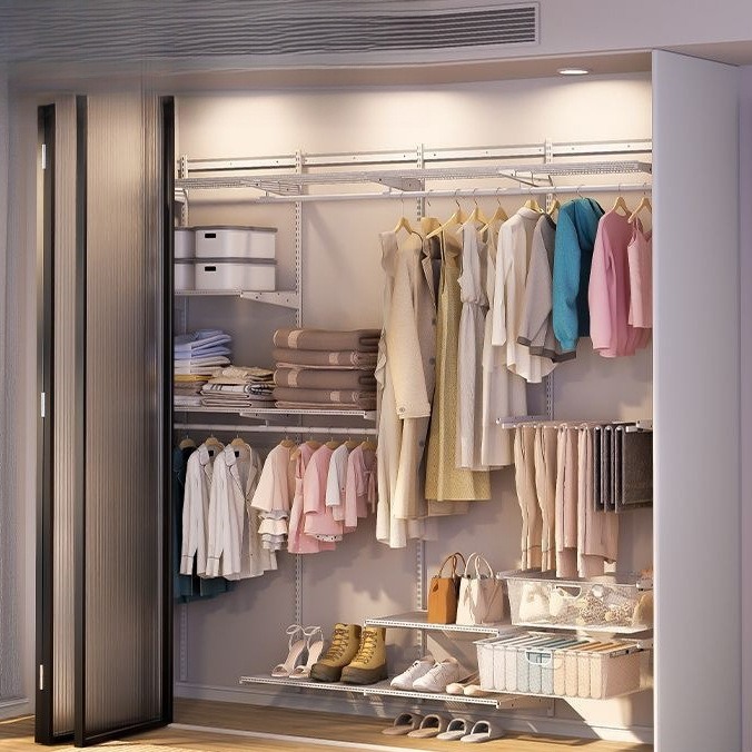 Home Metal Wardrobe for Small Spaces, Walk-In Closet, Formaldehyde-Free Wardrobe, Storage Room, Wall Construction