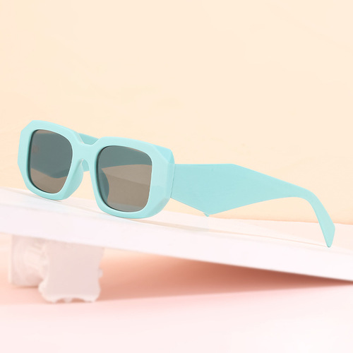 不规则面方框墨镜女潮2022欧美小框宽腿太阳镜女sunglasses跨境