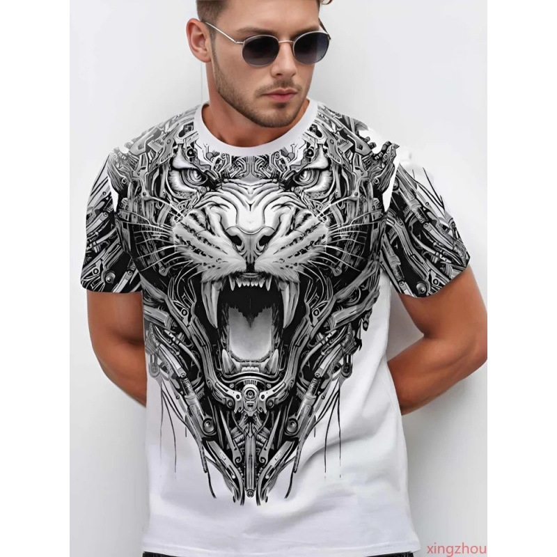 ホット販売漫画プリント半袖メンズ大きいサイズラウンドネック Tシャツルーズトップソース|undefined