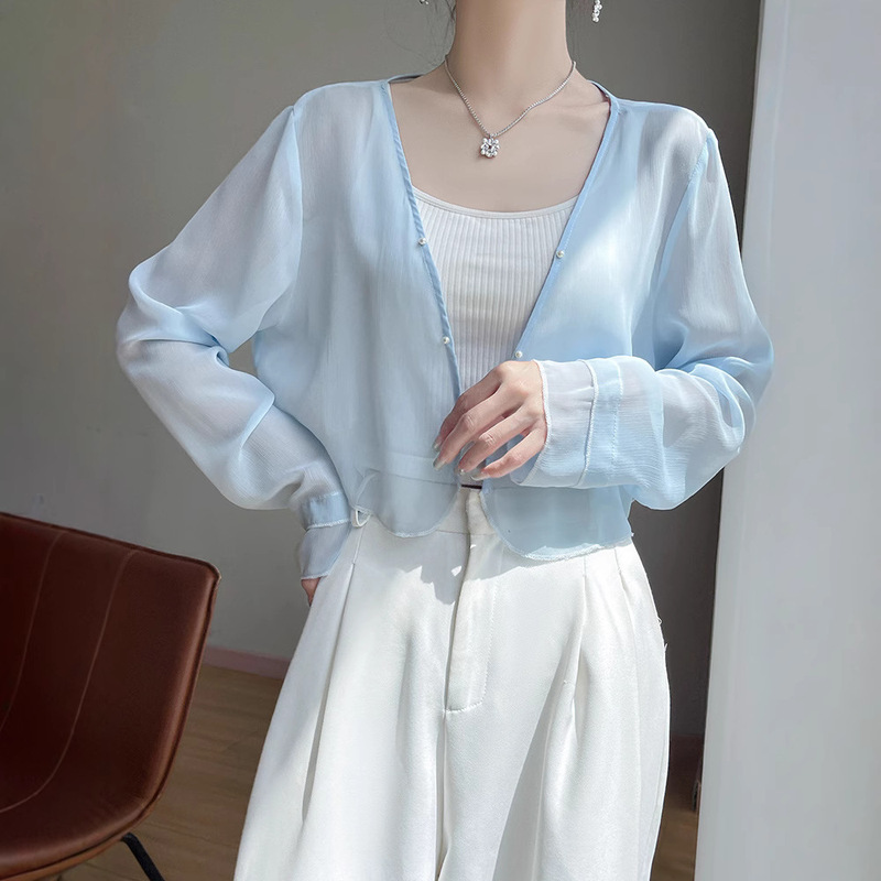 French-Style Pure Desire Thin Mesh Sunscreen Cardigan for Women, Summer Air-Conditioning Shawl with Camisole Dress Outer Cover-Up French-Style Pure Desire Thin Mesh Sunscreen Cardigan for Women, Summer Air-Conditioning Shawl with Camisole Dress Outer Cover-Up