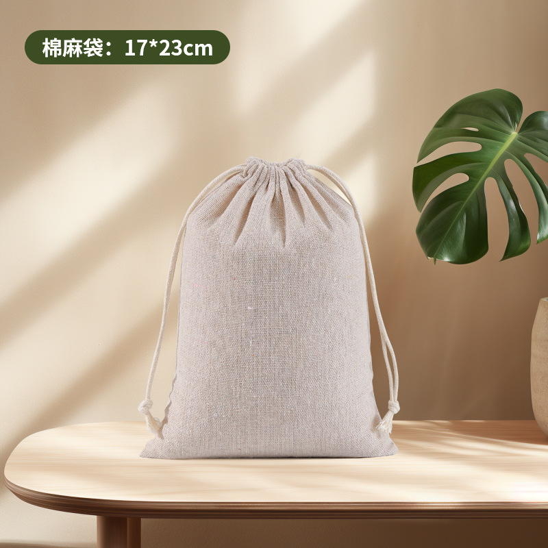Bolsa de Almacenamiento con Cordón de Algodón, Bolsa de Lino con Cordón, Se Puede Imprimir con Logotipo, Bolsa de Tela Pequeña en Existencia