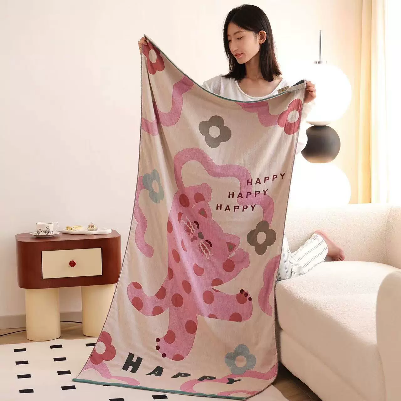 Хлопковое милое мультфильм multifunctional банное полотенце, поглощающее воду