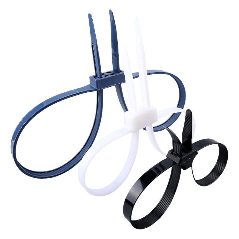 Doble-agujero de doble hebilla de cable lazo de doble cabeza de nylon corbata auto-bloqueo 13*500*700*900