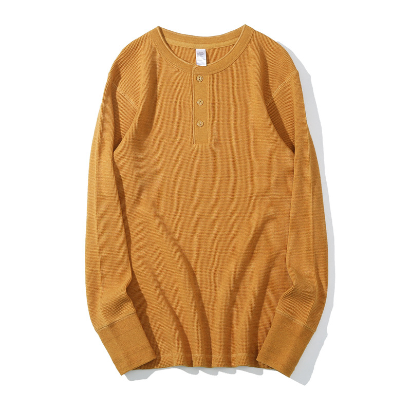 ワッフルのアメリカのレトロなカチカチと重いポンドのヘンリーの襟は底のtシャツを打ちます。