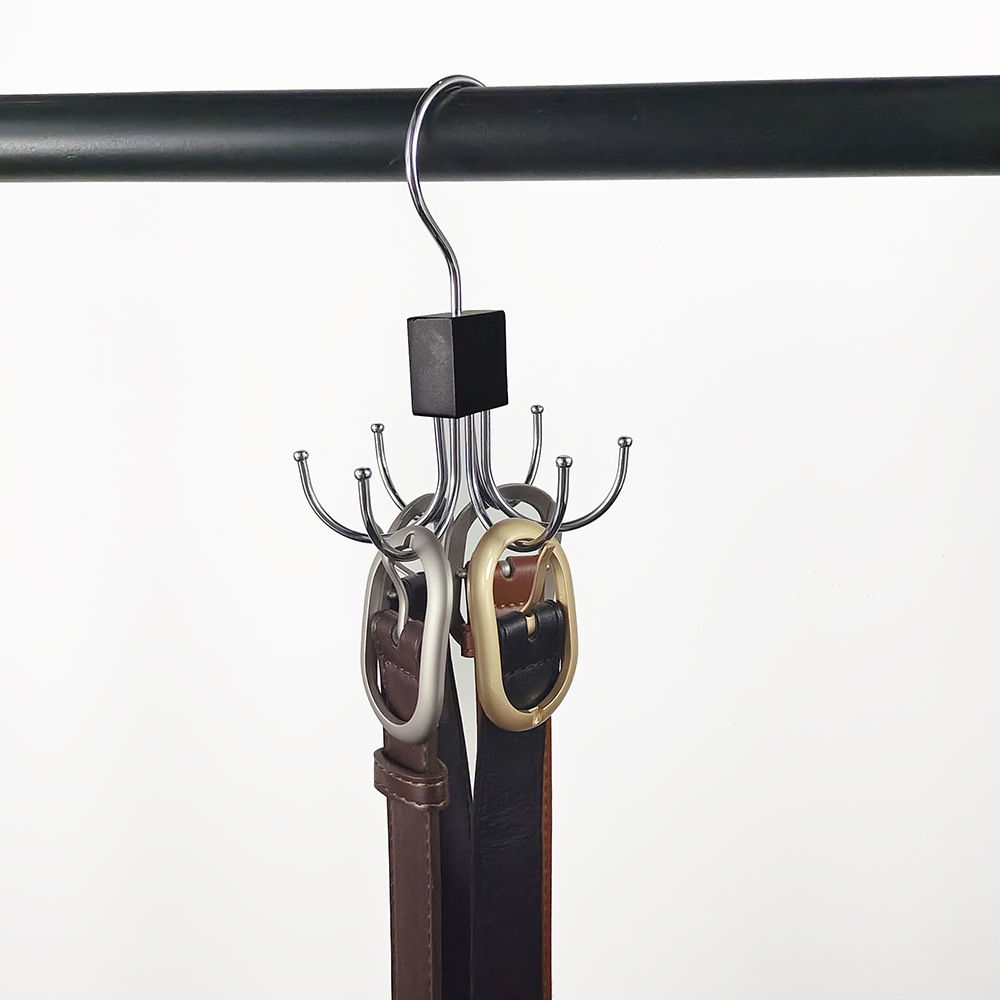 Customized Cross-Border Six-Claw Hook Solid Wood Clothes Hanger for Home Clothing Store Coat Belt Handbag Storage Rack Wholesale