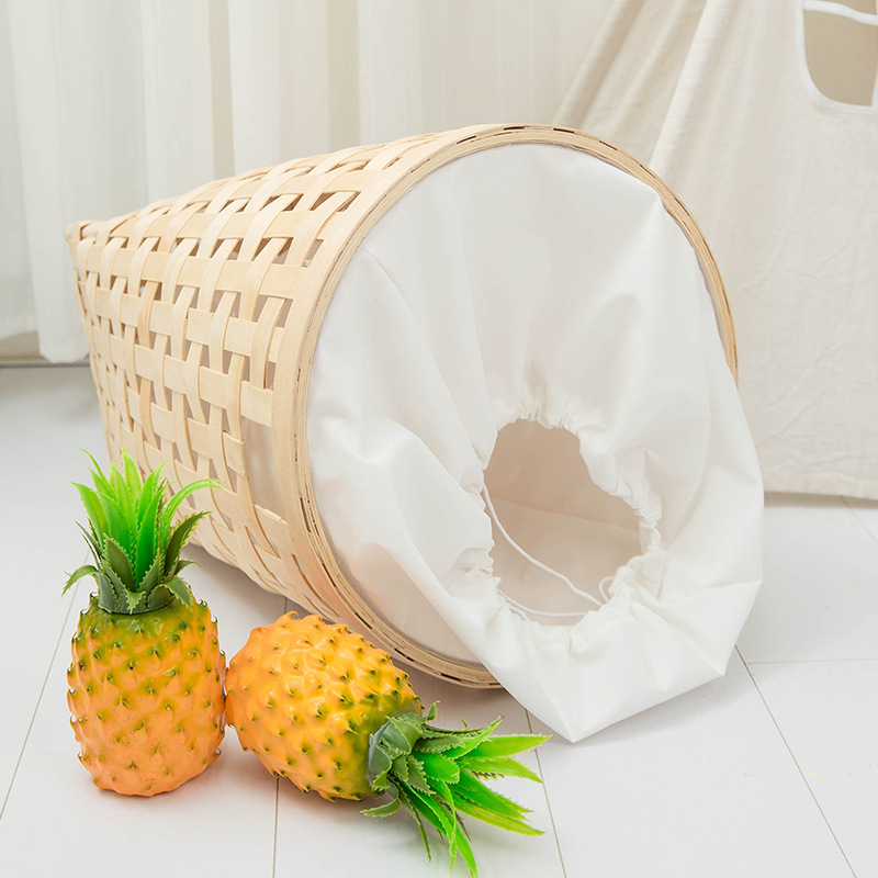 Customizado transfronterizo YiRan pieza de madera cesta de ropa sucia tejida a mano gran cesta de almacenamiento de ropa sucia cesta de almacenamiento de ropa doméstica