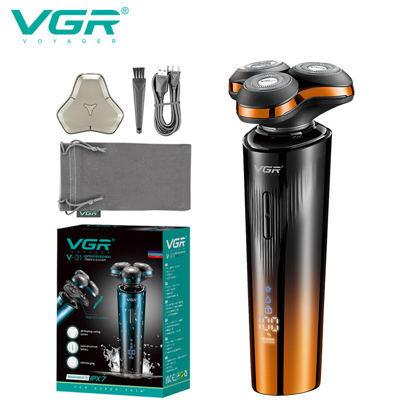 Electric Magnetic Shaver IPX7 Waterproof Digital Display Three Head Floating Dual Color Personal Care Home Appliance_voghion.com