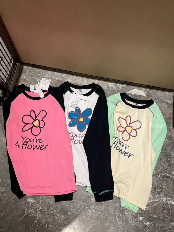 莉贝琳sisy店主自留花花世界插肩袖T恤秋季新全棉撞色长袖T恤女|undefined