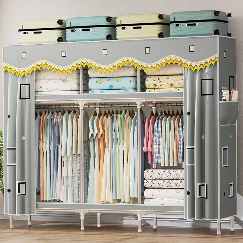 Armario de tela reforzado y engrosado de tubería de acero, armario simple, dormitorio para el hogar, nuevo armario de ropa para el hogar ensamblado para la casa de alquiler