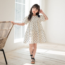 女童连衣裙泡泡袖2023夏款韩国童装女孩衣服儿童纯棉裙子一件代发