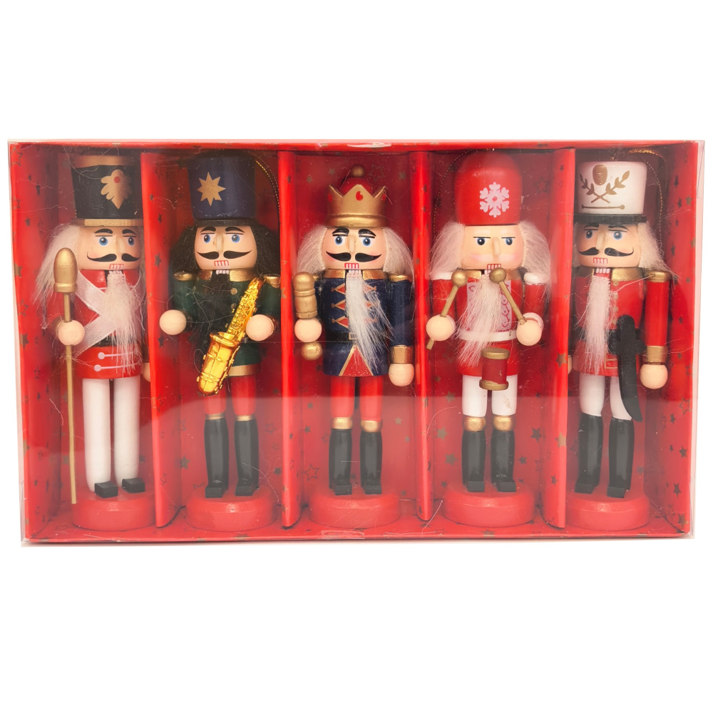 Adorno Colgante Navideño de Soldado Cascanueces de 12 CM de Madera de Loto