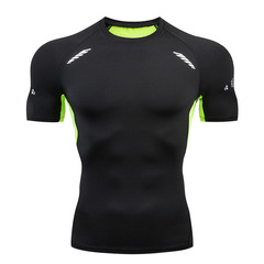 Summer new quick-drying T-shirt for men, gym running training, outdoor elastic breathable sports tight short-sleeved top