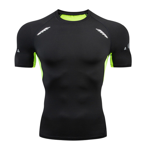 夏季新款速干T恤男 健身房跑步训练户外弹力透气运动紧身短袖上衣