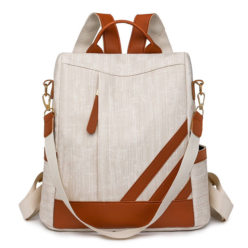 Fábrica al por mayor 2024 nueva mochila coreana para mujer simple y versátil mochila de un solo hombro de viaje en color de contraste de gran capacidad