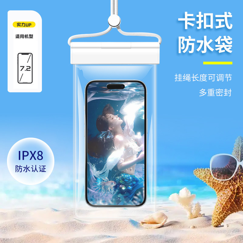 Tri-fold teléfono móvil bolsa impermeable airbag natación hot spring sellado cubierta protectora cubierta de buceo pantalla táctil deriva para llevar al por mayor