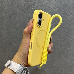Apple 16 液体シリコン製マグネット式携帯電話ケース（ストラップ付き）iPhone17Promax 肌触り14 全面保護15に適用