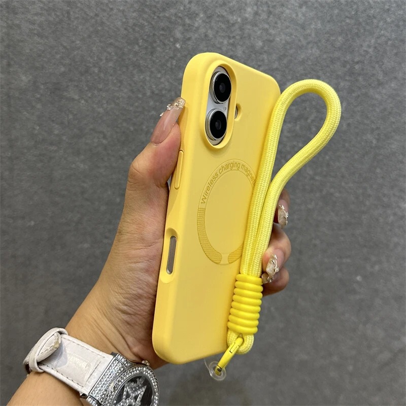 Suitable for Apple 16 Liquid Silicone Magnetic Phone Case with Lanyard iPhone 15 Promax Skin-Feel 17 Full Coverage 13